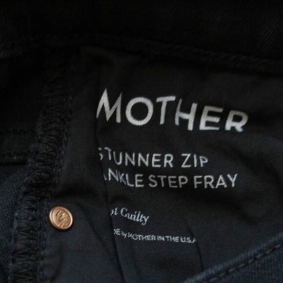 Mother Black Stunner Zip Ankle Step Fray Ladies Skinny Jeans Size 25 - Picture 8 of 13